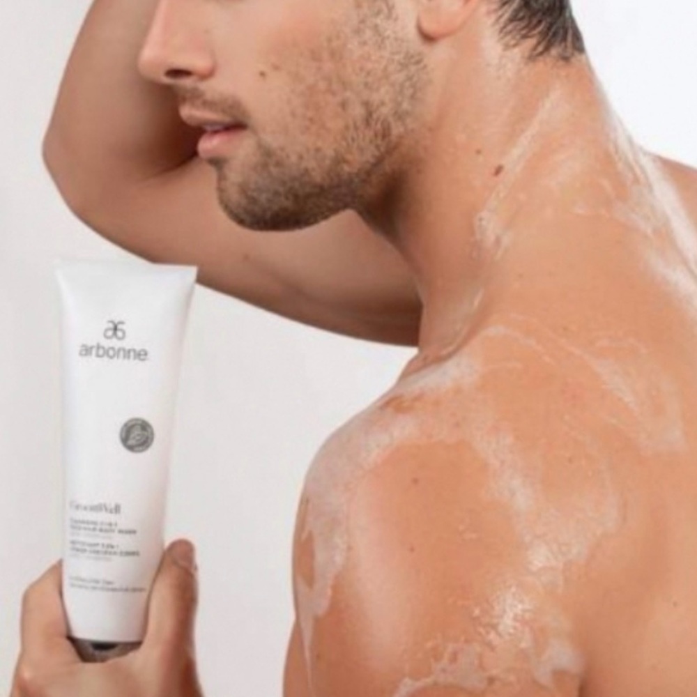 Arbonne Groomwell invigorating cleanser with micro-exfoliants new